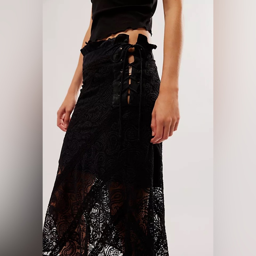 Free People For Love and Lemons Danielle Midi Skirt - Picture 2 of 12